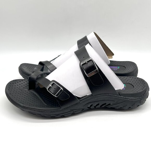 Skechers Womens‎ Size 7M Reggae Caribbean Black Slip On Sandals Shoes - Picture 6 of 12